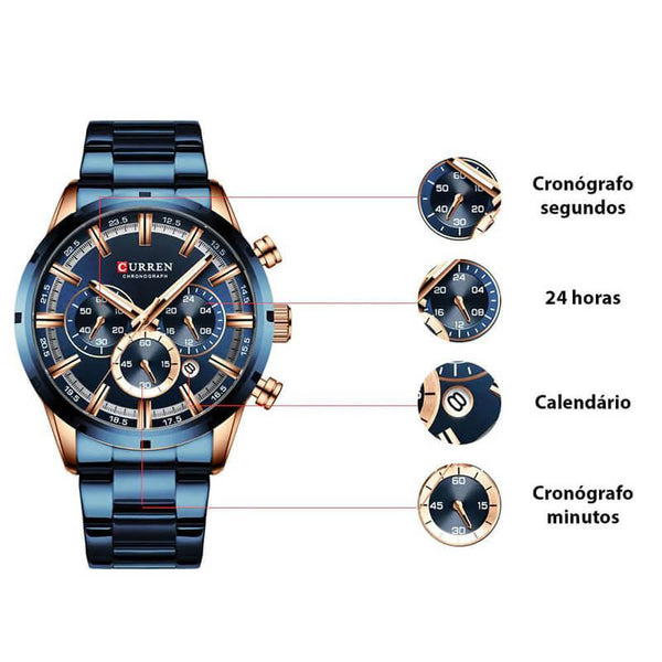 Relógio Masculino de Luxo Curren Chronograph