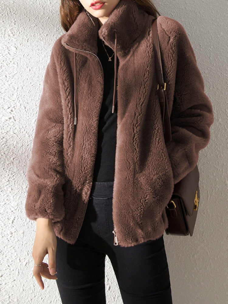 Casaco Feminino Inverno de Lã Sintética Vayne