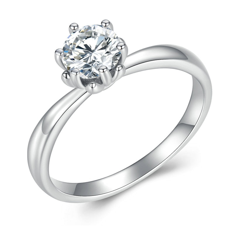 Anel Prata 925 com Pedra de Moissanite de 0,8 Quilates