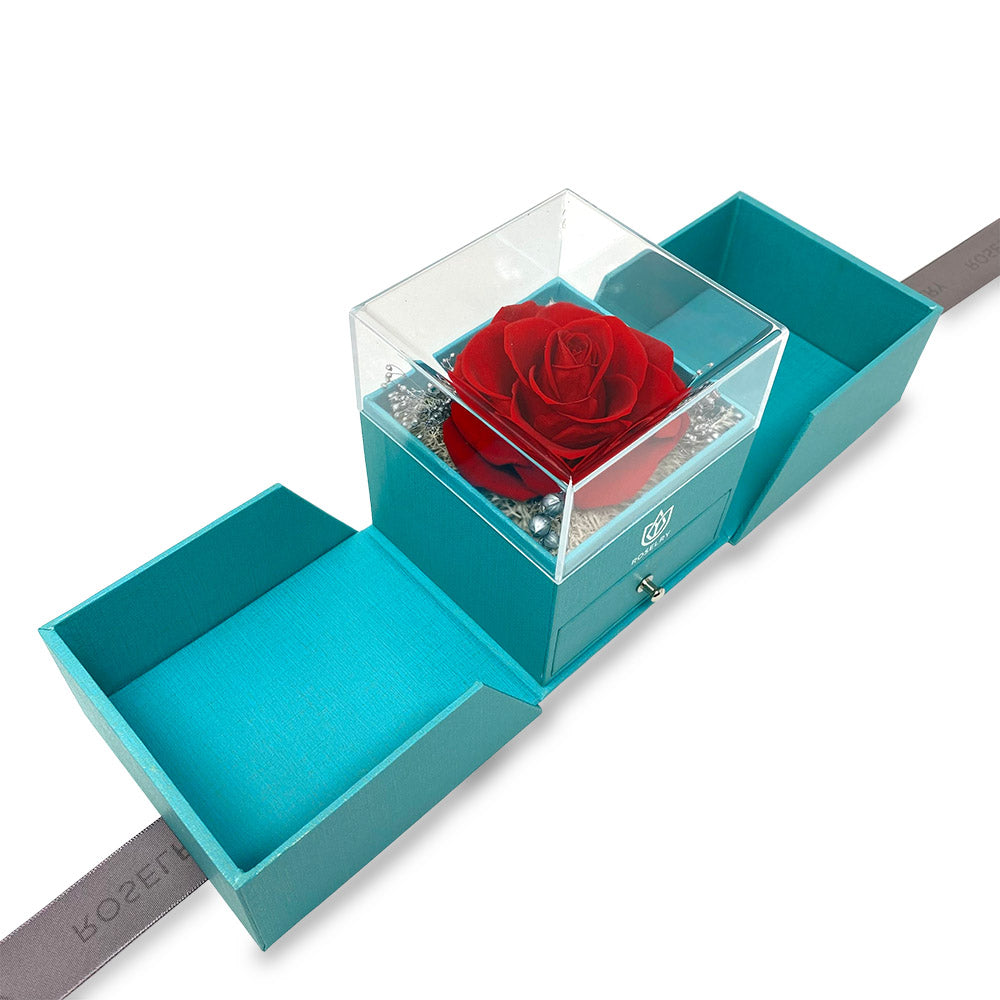 Colar I Love You em 100 idiomas com caixa de Rosa Real