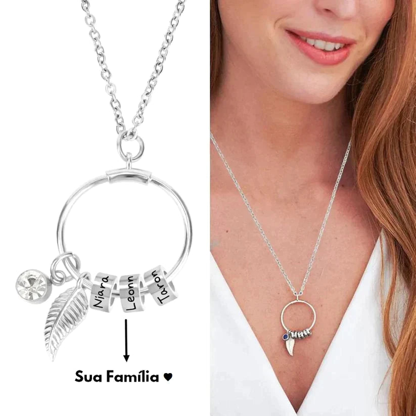 Colar Asa de Anjo Personalizável - Banhado a ouro - Gravação a Laser