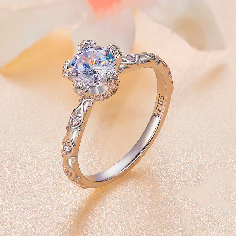 Anel Prata Real Cravejado com Moissanite