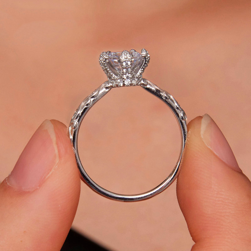 Anel Prata Real Cravejado com Moissanite