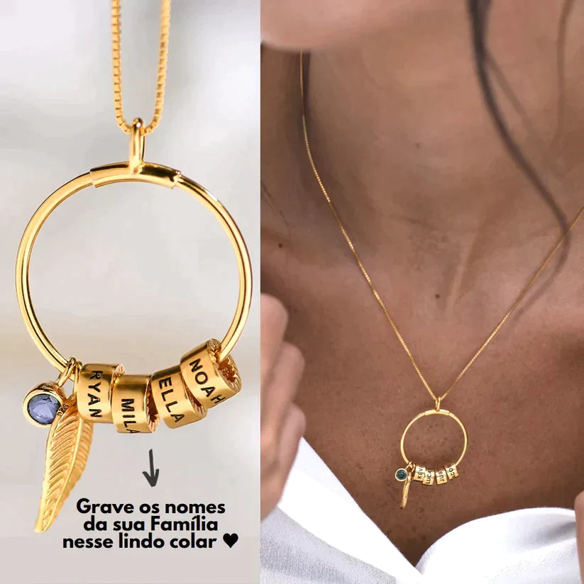 Colar Asa de Anjo Personalizável - Banhado a ouro - Gravação a Laser